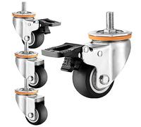 HeavyDuty Casters4 Pack Ø 63/75/100/125mm M10/M12 Threaded Furniture Replacement Wheels Silent TPR Rubber 360° Swivel with Brake No Marks
