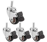 HeavyDuty Castor Wheels for FurnitureM8 Thread 1" to 2" Sizes Silent Rubber Swivel Casters 100kg Capacity with Brake & Steel Ball Bearings Perfect for Drawers & Mobility