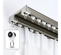 HeavyDuty Double Track Aluminium Curtain RailsCeiling Mounted Room Divider for Living Room Bedroom & ShowerDurable 2.8m/9ft Champagne Color Double Rails