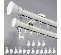 HeavyDuty Double Track Curtain Rods with Silent Slides Adjustable 40170 Inch White Aluminium Drapery Rod for Living Room Bedroom Room Divider (200cm/6.6ft)