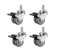 HeavyDuty Double Wheel Swivel Casters 2Inch Wide Body Silent Mobility for Furniture High Load Capacity with Brakes Pack of 4 (M10*15 Universal Wheel)