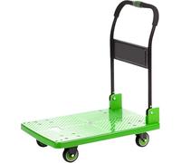HeavyDuty Hand Truck Flatbed Cart with 4 Wheels Metal Handle Folding Design Plastic Deck High ty for Easy Moving and Transport (73x49 cm)