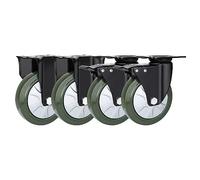 HeavyDuty Industrial Transport Caster Wheels 4Pack 75mm 100mm 125mm 150mm Solid Rubber Swivel & Fixed Casters with Double Ball Bearings Replacement Rollers for Trolleys Furniture Workbenche.