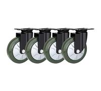 HeavyDuty Industrial Transport Caster Wheels Set of 475mm 100mm 125mm 150mm Solid Rubber Swivel & Brake Wheels Double Bearings Replacement Rollers for Trolleys Furniture Workbench DIY