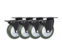 HeavyDuty Industrial Transport Caster Wheels Set of 475mm 100mm 125mm 150mm Solid Rubber Swivel & Brake Rollers with Double Ball Bearings for Trolleys Furniture Workbench DIY Projects