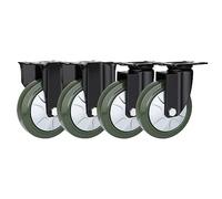 HeavyDuty Industrial Transport Casters Set of 4 75mm 100mm 125mm 150mm Full Rubber Swivel & Fixed Wheels with Double Ball Bearings Replacement Rollers for Trolleys Furniture Workbench DIY