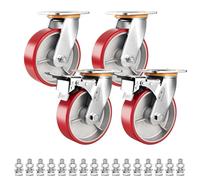 HeavyDuty Industrial Wheel Set4 5 6 & 8Inch Polyurethane Casters ImpactResistant Silent Mobility Double Ball Bearing Swivel Design for Smooth Rolling