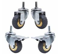 HeavyDuty M12 Threaded Casters 75mm/100mm Rubber Swivel Wheels with Brake No Scratches Quiet Rollers for Furniture & EquipmentSet of 4 (3 inch/75mm)