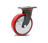 HeavyDuty Metal Swivel Casters with Plate Red Polyurethane Wheels for Furniture Steel Core 6203 Bearings Load Capacity 1700 lbsIndustrial Quality