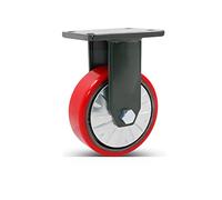 HeavyDuty Metal Swivel Casters with Plate Red Polyurethane Wheels Iron Core 6203 Bearing Load Capacity 1700 lbsIdeal for Industrial Furniture