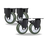 HeavyDuty Replacement Casters for Carts & Furniture Set of 4 3in6in Silent Swivel Plate Shock Absorbing PunctureProof Solid Rubber Wheels (Color: Fixed+B)