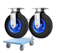 HeavyDuty Replacement Wheel for Handcarts & Wheelbarrows Set of 2 6/8/10 Inch Rubber Casters with Brake Swivel Caster Ideal for Gardening & Outdoor Use