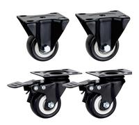 HeavyDuty Rubber Swivel Caster Wheels Set with Brake 1.5Inch Industrial Furniture Casters Durable Rolling Wheel Kit for Easy Mobility and Stability
