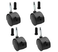 HeavyDuty Rubber Swivel CastersSet of 4 Double Wheel Design 80 kg Load Capacity Quiet Mobility Black with Brake Metal Plunger Stem for Easy Maneuvering