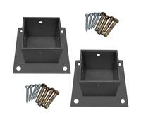 HeavyDuty Square Base Plate for 2 Support PostsBlack Anchor Bracket for Wood/Metal/Concrete Deck Railings80x80 mm Fixation for Pergolas and Fences