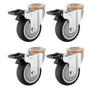 HeavyDuty Swivel Caster Wheel Set of 4 35 Inch Silent TPR Rubber Casters M12 Top Hole Replacement for Carts Furniture Dolly Workbench & More