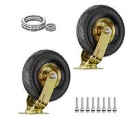 HeavyDuty Swivel Casters 8/10 Inch Pneumatic Rubber Wheels NoiseReducing Shock Absorbing Casters for Trolleys 2Pack Industrial Mobility Solutions