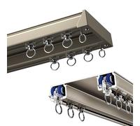 HeavyDuty WeatherResistant Double Track Ceiling Mount Curtain RodEasy Install Shower & Outdoor Rail with 16 Pulleys/Meter Metallic Design