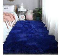 Heavyoff Area Rug for Bedroom Fluffy Shag Rug Super Soft Fuzzy Plush Carpet Rectangular Indoor Rug for Dorm Nursery Kids Room Home Decorative, Navy Blue, 2 ft x 3.9 ft