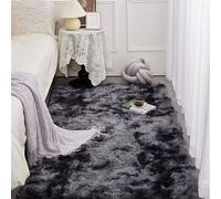 Heavyoff Area Rug for Bedroom Fluffy Shag Rug Super Soft Fuzzy Plush Carpet Rectangular Indoor Rug for Dorm Nursery Kids Room Home Decorative Tie-Dyed Grey, 2.6 ft x 5.2 ft