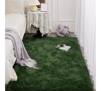 Heavyoff Area Rug for Bedroom Fluffy Shag Rug Super Soft Fuzzy Plush Carpet Rectangular Indoor Rug for Dorm Nursery Kids Room Home Decorative Dark Green, 2.6 ft x 3.9 ft