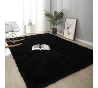 Heavyoff Black Area Rug for Bedroom Fluffy Shag Rug Super Soft Fuzzy Plush Carpet Rectangular Indoor Rug for Dorm Nursery Kids Room Home Decorative, 3.9 ft x 6.6 ft