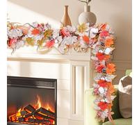 Heavyoff Fall Garland, Fall Decor for Home Thanksgiving, 6.6FT Autumn Maples Leaf Pumpkin Berry for Home Mantle Porch Wedding Table Indoor Outdoor