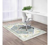 Heavyoff Office Chair Mat for Hardwood Floor, Vintage Bohemian Computer Gaming Rolling Chair Mat, Anti-Slip Backing Low-Pile Office Rug Floor Mat for Home Office, Grey Rectangular, 120x180cm