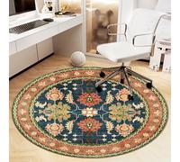 Heavyoff Office Chair Mat for Hardwood Floor, Vintage Computer Gaming Rolling Low Pile Carpet Floor Chair Mat, Anti-Slip Backing Round Desk Rug Floor Mat for Home