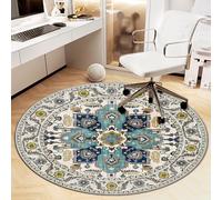 Heavyoff Office Chair Mat for Hardwood Floor, Vintage Computer Gaming Rolling Low Pile Carpet Floor Chair Mat, Anti-Slip Backing Round Desk Rug Floor Mat for Home