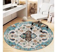 Heavyoff Office Chair Mat for Hardwood Floor, Vintage Computer Gaming Rolling Low Pile Carpet Floor Chair Mat, Anti-Slip Backing Round Desk Rug Floor Mat for Home