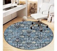 Heavyoff Office Chair Mat for Hardwood Floor, Vintage Computer Gaming Rolling Low Pile Carpet Floor Chair Mat, Anti-Slip Backing Round Desk Rug Floor Mat for Home