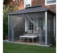 Heavyoff Outdoor Sheer Curtains for Patio, 1 Panel Waterproof Light Filtering Voile Outside Curtains Screen Mesh Net Privacy Drapes Rod Pocket for Front Porch, Gazebo, Grey, 63" W x 120" L