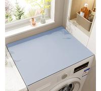 Heavyoff Washer and Dryer Covers for the Top, Non-slip Dryer Top Protector Mat, 27.2" x 27.2" Silicone Fast Drying Absorbent Mat Top for Home Kitchen Laundry Room, Blue