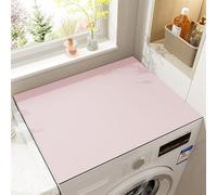 Heavyoff Washer and Dryer Covers for the Top, Non-slip Dryer Top Protector Mat, 27.2" x 27.2" Silicone Fast Drying Absorbent Mat Top for Home Kitchen Laundry Room, Pink