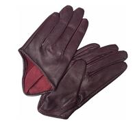Heavyoff Women Half Palm Leather Short Gloves for Party Motorcycle Driving Cosplay Costume Dark Purple Large