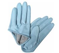 Heavyoff Women Half Palm Leather Short Gloves for Party Motorcycle Driving Cosplay Costume Light Blue Small