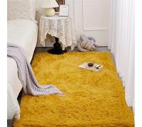Heavyoff Yellow Area Rug for Bedroom Fluffy Shag Rug Super Soft Fuzzy Plush Carpet Rectangular Indoor Rug for Dorm Nursery Kids Room Home Decorative, 1.6 ft x 3.9 ft