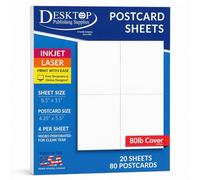 Heavyweight Blank Perforated Postcards for Printing - 20 Sheets/80 Printable 4up Postcards, White 80lb (218gsm) 4.25" x 5.5" Cardstock Postcard Paper 4 per sheet for Mailing Marketing Invitations