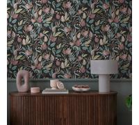 Still Bloom Wallpaper Textured Vinyl Bold Botanical Black 79062-2 AS Creation