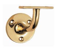 Heavyweight Handrail Bannister Bracket 80mm Projection Polished Brass