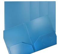 Heavyweight Light Blue Plastic 2 Pocket Portfolio Folder, 24 Pack, Letter Size Poly Folders, by Better Office Products, 24 Pack, Light Blue