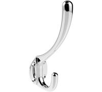 Heavyweight One Piece Hat & Coat Hook 76mm Projection Polished Chrome Loops Multi One Size