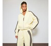 Heavyweight Oversized Contrast Stripe Zip-Up Detail Jacket In Yellow, Women's Size UK 10