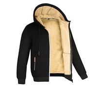 Heavyweight Sherpa Hoodies for Men, Thick Fleece Lined Full Zip Up Winter Warm Fleece Sweatshirts Work Jackets Coats Black