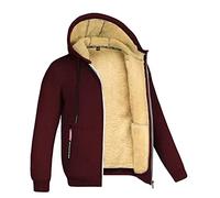 Heavyweight Sherpa Hoodies for Men, Thick Fleece Lined Full Zip Up Winter Warm Fleece Sweatshirts Work Jackets Coats Red
