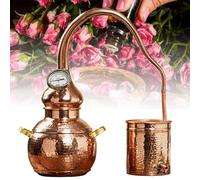 HEAXIY 3 L Pure Copper Alembic Still, Copper Tube Home Brewing Making Kit with Thermometer, Moonshine Still for Whiskey, Essential Oils