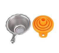 Heayzoki Collapsible Funnel Silicone, 3D Printer Photosensitive Resin Filter Funnel Combination Light Curing Consumable Filter, Silicone Funnel and Stainless Steel Strainer Kit, for 3D Printer