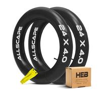 HEB - Heavy Duty Bike Tube for Ebike Tires - Puncture Resistant Inner Tube for 20x4 / 26x4 Bike Tire, Fat Tire Tube, MTB, 24 inch x 4.0 inch (24" x 4", 2 Pack)