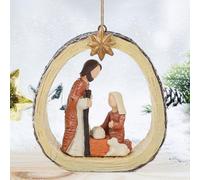 Hebaogugu Christmas Nativity Ornaments 2024 Nativity Scenes, Resin Christmas the Birth of Jesus Decorations, Handmade Nativity Set Tabletop Scenes for Home Decor, (Small,11 x 10 cm)